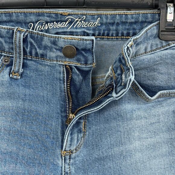 Universal Thread SZ 0/25 Kick Boot Crop Jeans Hi-Rise Zip-Fly Stretch Frayed Hem - Picture 6 of 9